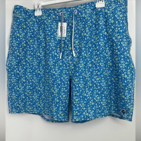 Johnnie-O Men's Riptide Blue Tyndall Floral Print Swim Trunks Sz XXL